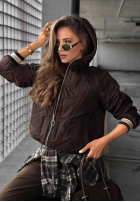 Pikowana Jacke z kapturem Golden Days Schokoladenbraun