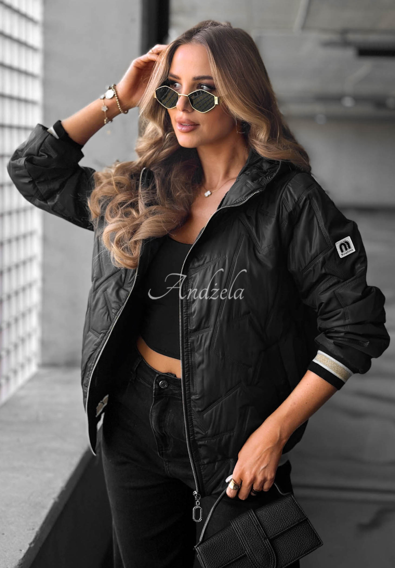 Gesteppte Jacke mit Kapuze Golden Days Schwarz