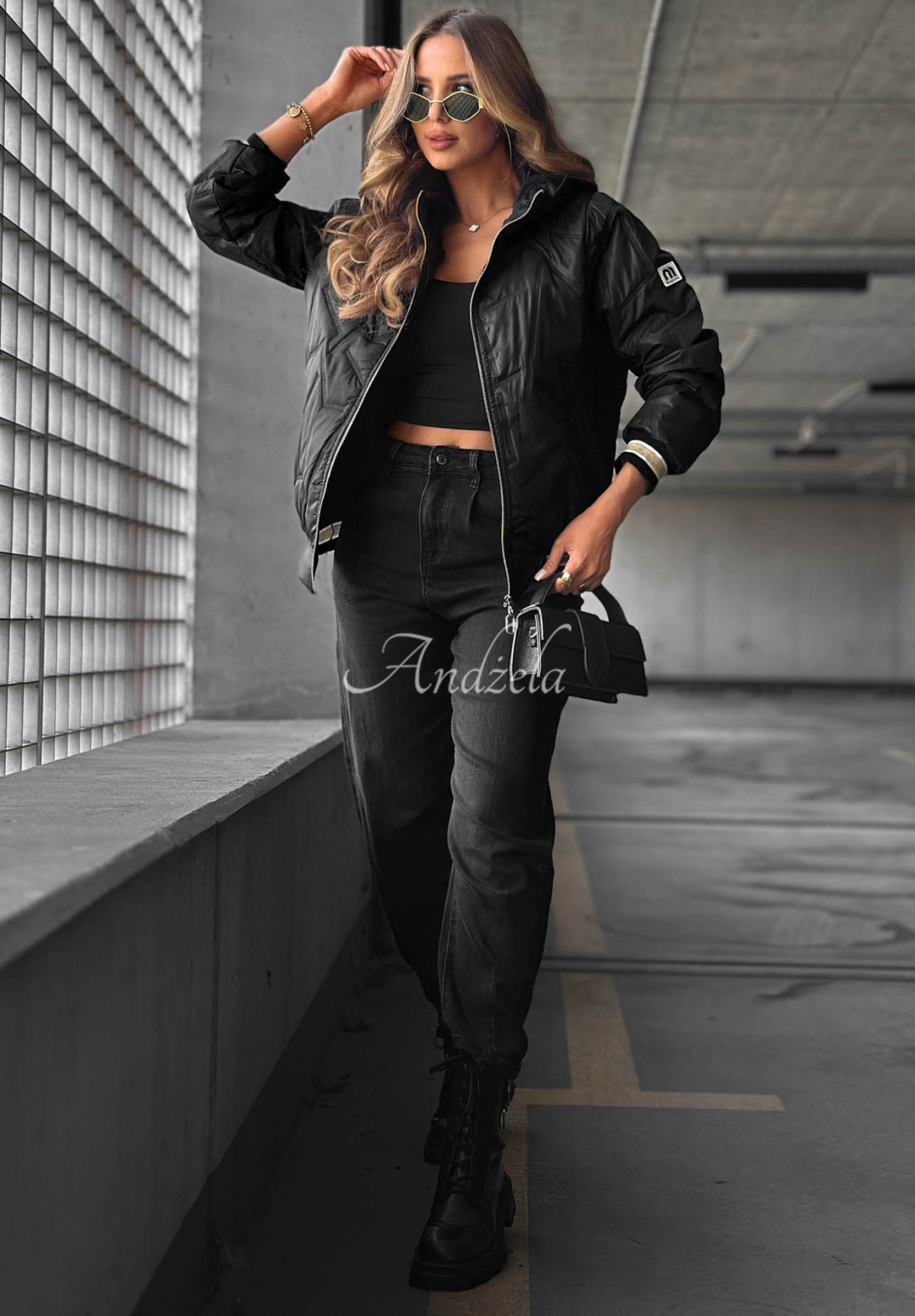Gesteppte Jacke mit Kapuze Golden Days Schwarz