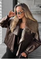 Krótka skórzana Jacke z futerkiem Fancy Cold Schwarz