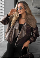 Krótka skórzana Jacke z futerkiem Fancy Cold Schwarz