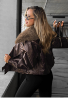 Krótka skórzana Jacke z futerkiem Fancy Cold Schwarz