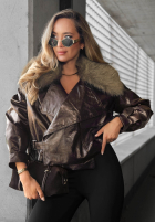 Krótka skórzana Jacke z futerkiem Fancy Cold Schwarz