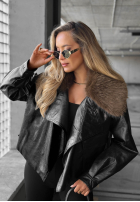 Krótka skórzana Jacke z futerkiem Fancy Cold Schwarz