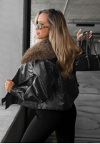 Krótka skórzana Jacke z futerkiem Fancy Cold Schwarz