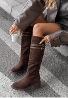 zamszowe Stiefel przed kolano Autumn Grace Schokoladenbraun