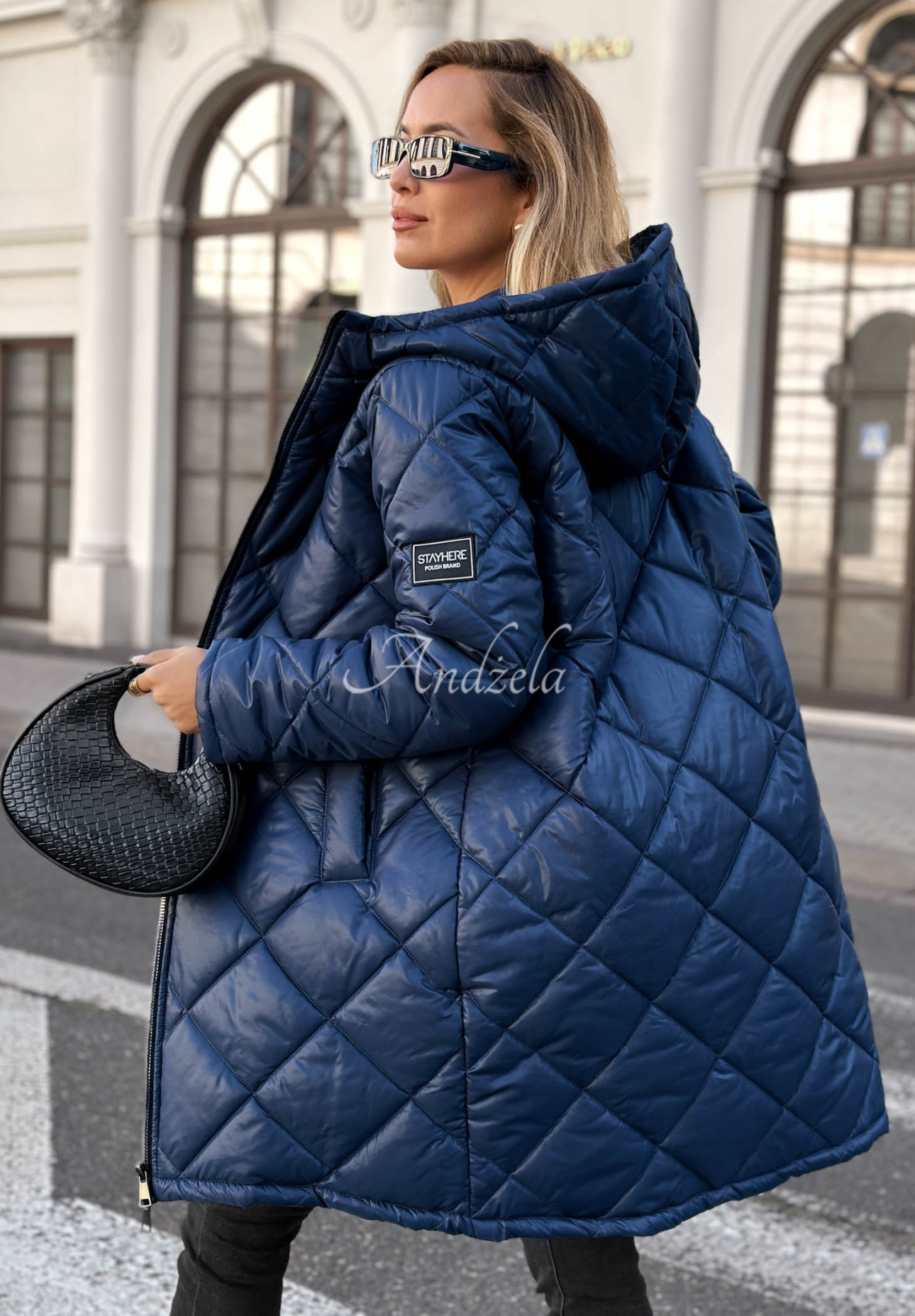 Lange Steppjacke Trust Your Intuition Dunkelblau