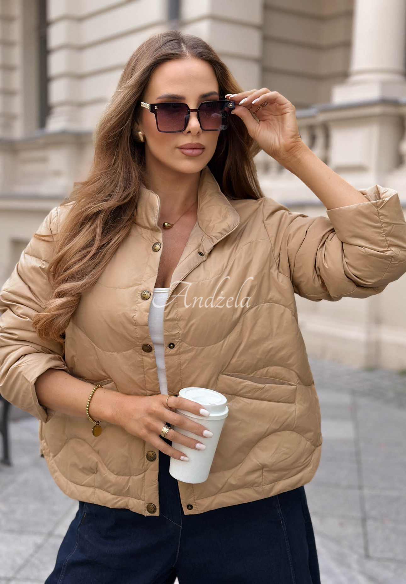 Kurze Daunenjacke Last Thing Beige