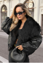 Dwustronna wzorzysta Jacke z futerkiem True Balance Schwarz