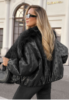 Dwustronna wzorzysta Jacke z futerkiem True Balance Schwarz