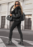 Dwustronna wzorzysta Jacke z futerkiem True Balance Schwarz