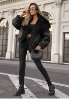 Dwustronna wzorzysta Jacke z futerkiem True Balance Schwarz