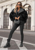 Dwustronna wzorzysta Jacke z futerkiem True Balance Schwarz