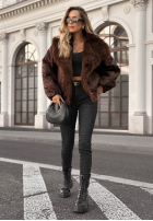 Dwustronna wzorzysta Jacke z futerkiem True Balance Schwarz