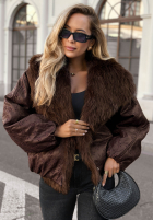 Dwustronna wzorzysta Jacke z futerkiem True Balance Schwarz