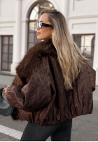 Dwustronna wzorzysta Jacke z futerkiem True Balance Schwarz