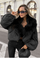 Krótka Jacke z futerkiem Snow Thanks Schwarz