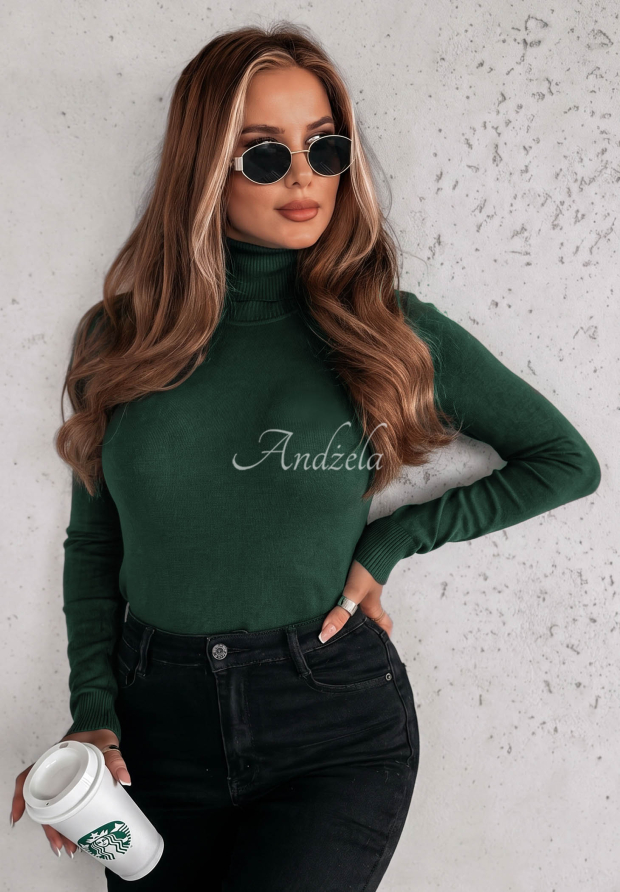 Figurnaher Rollkragenpullover Solange Flaschengr&uuml;n
