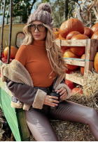 Dopasowany Pullover z golfem Solange rudy