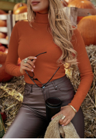 Dopasowany Pullover z golfem Solange rudy