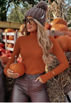 Dopasowany Pullover z golfem Solange rudy
