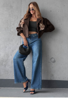 Hose Jeans straight z przetarciami i kryształkami Lunar Shine Dunkelblau