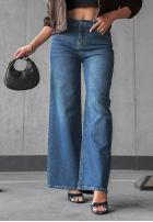 Hose Jeans straight z przetarciami i kryształkami Lunar Shine Dunkelblau