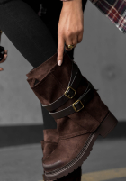 zamszowe Stiefeletten z paskami Faded Sky Schwarz