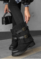 zamszowe Stiefeletten z paskami Faded Sky Schwarz
