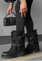 zamszowe Stiefeletten z paskami Faded Sky Schwarz