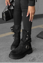 zamszowe Stiefeletten z paskami Rainy Steps Schwarz