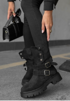 zamszowe Stiefeletten z paskami Rainy Steps Schwarz