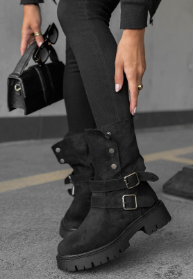 Stiefeletten mit Riemen aus Wildlederimitat Rainy Steps Schwarz