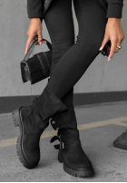 zamszowe Stiefeletten z paskami Rainy Steps Schwarz