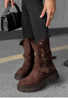 zamszowe Stiefeletten z paskami Rainy Steps Schwarz