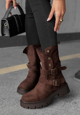 Stiefeletten mit Riemen aus Wildlederimitat Rainy Steps Schokoladenbraun