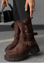 zamszowe Stiefeletten z paskami Rainy Steps Schwarz
