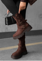 zamszowe Stiefeletten z paskami Rainy Steps Schwarz