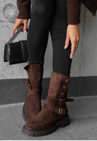 zamszowe Stiefeletten z paskami Rainy Steps Schwarz