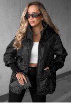 Pikowana Jacke z kapturem Soft Touch Schokoladenbraun