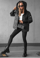 Pikowana Jacke z kapturem Soft Touch Schokoladenbraun