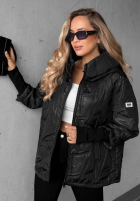 Pikowana Jacke z kapturem Soft Touch Schokoladenbraun