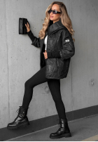 Pikowana Jacke z kapturem Soft Touch Schokoladenbraun