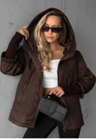 Pikowana Jacke z kapturem Soft Touch Schokoladenbraun