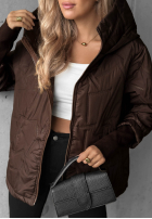 Pikowana Jacke z kapturem Soft Touch Schokoladenbraun