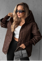 Pikowana Jacke z kapturem Soft Touch Schokoladenbraun
