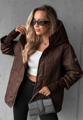 Gesteppte Jacke mit Kapuze Soft Touch Schokoladenbraun