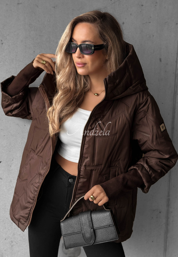 Gesteppte Jacke mit Kapuze Soft Touch Schokoladenbraun