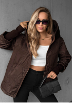 Pikowana Jacke z kapturem Soft Touch Schokoladenbraun