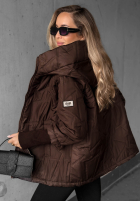 Pikowana Jacke z kapturem Soft Touch Schokoladenbraun